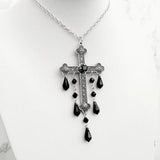 Gothic Cross Tassel Pendant Choker Necklace for Women