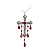 Gothic Cross Tassel Pendant Choker Necklace for Women