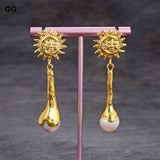Keshi Pearl Yellow Plated Earrings For Women