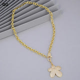 GuaiGuai 17'' Gunmetal Chain Necklace with Cz Pave Flower Charm