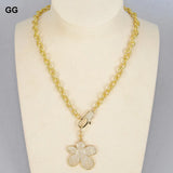 GuaiGuai 17'' Gunmetal Chain Necklace with Cz Pave Flower Charm
