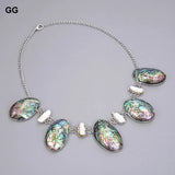 GuaiGuai 20mm Biwa Pearl Paua Abalone Shell Necklace