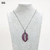 Gunmetal Cz Pave Lip Pendant Necklace