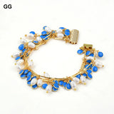 GuaiGuai Jewelry Rice Pearl Enamel Chain Bracelet for Women