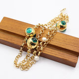 GuaiGuai 4 Strand Natural Pearl Green Crystal Chain Bracelet