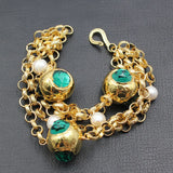 GuaiGuai 4 Strand Natural Pearl Green Crystal Chain Bracelet