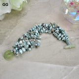 6 Rows Natural Larimar Stone Chips Bracelet Lady Girl Jewelry