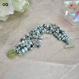 6 Rows Natural Larimar Stone Chips Bracelet Lady Girl Jewelry