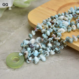 6 Rows Natural Larimar Stone Chips Bracelet Lady Girl Jewelry