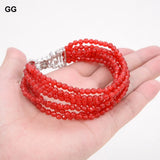 Red Jades Gems Stone Bracelet with Cz Clasp