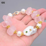 GuaiGuai Keshi Pearl Rose Quartz Crystal Bracelet