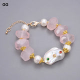 GuaiGuai Keshi Pearl Rose Quartz Crystal Bracelet