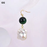Keshi Pearl Green Tiger's Eye Bracelet Earrings Set