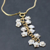 Cultured Rose Flower Freshwater Pearl Pendant Choker Necklace