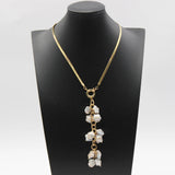 Cultured Rose Flower Freshwater Pearl Pendant Choker Necklace