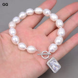 Freshwater Gray Pink Pearl Bracelet Cz Pave Toggle Clasp Girl Gift