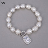 Freshwater Gray Pink Pearl Bracelet Cz Pave Toggle Clasp Girl Gift