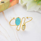 Natural Cultured Biwa Pearl Turquoise Bangle Bracelet