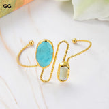 Natural Cultured Biwa Pearl Turquoise Bangle Bracelet