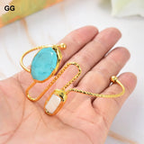 Natural Cultured Biwa Pearl Turquoise Bangle Bracelet