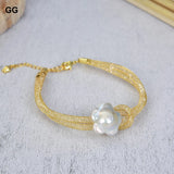 Natural Plated Loop Bracelet with Keshi Flower Pearl Bangle