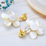 GuaiGuai Golden Plated Pearl Mother Of Pearl Flower Earrings