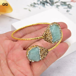 Green Amazonite CZ Pave Bangle Bracelet