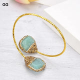 Green Amazonite CZ Pave Bangle Bracelet