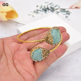 Green Amazonite CZ Pave Bangle Bracelet