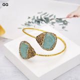 Green Amazonite CZ Pave Bangle Bracelet