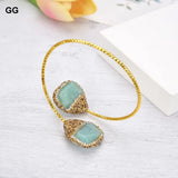 Green Amazonite CZ Pave Bangle Bracelet