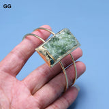 Green Grenadine Quartzs Plated Bangle Green Rutilated Garnet Bracelet