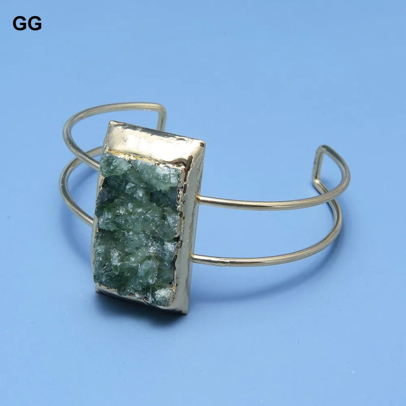 Green Grenadine Quartzs Plated Bangle Green Rutilated Garnet Bracelet
