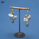 Grey Keshi Biwa Pearl Earrings 925 Silver Plated for Women