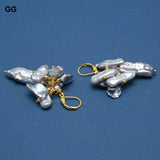 Grey Keshi Biwa Pearl Earrings 925 Silver Plated for Women