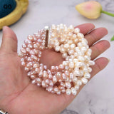 5 Strand Top-Drilled Purple Rice Pearl Bracelet