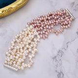 5 Strand Top-Drilled Purple Rice Pearl Bracelet