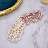5 Strand Top-Drilled Purple Rice Pearl Bracelet