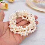 GuaiGuai Jewelry Natural 5 Strands Top-Drilled Rice Pearl Bracelet