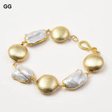 Freshwater Keshi Pearl Plated Bracelet
