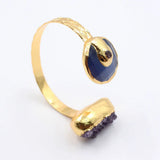 Natural Amethyst Agate Tourmaline Chips Plated Bracelet