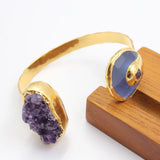 Natural Amethyst Agate Tourmaline Chips Plated Bracelet