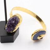 Natural Amethyst Agate Tourmaline Chips Plated Bracelet