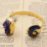 Natural Amethyst Agate Tourmaline Chips Plated Bracelet