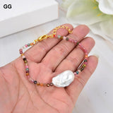 Rainbow Tourmaline Pearl Bracelet