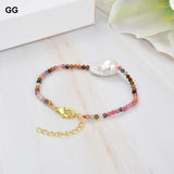Rainbow Tourmaline Pearl Bracelet