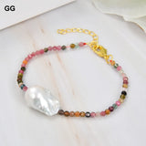 Rainbow Tourmaline Pearl Bracelet