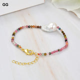 Rainbow Tourmaline Pearl Bracelet