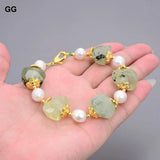 Green Prehnite Quartz Bracelet with Cultured Keshi Pearl