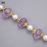 GuaiGuai Jewelry Natural Stone Pearl Amethyst Nugget Bracelet